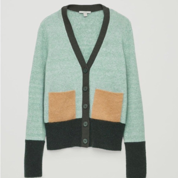 COS Colour-block Cardigan Sweater In Green size S - Picture 3 of 14